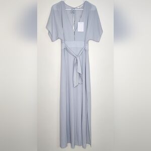Wayf Carrara Light Blue Dolman Slit Maxi Dress Med Bridesmaid Wedding Party